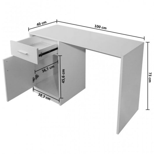 VidaXL Secretária com Gaveta e Armário Branca 100x40x73cm
