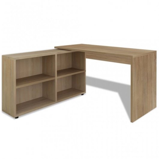 VidaXL Bureau d'angle 4 étagères Chêne