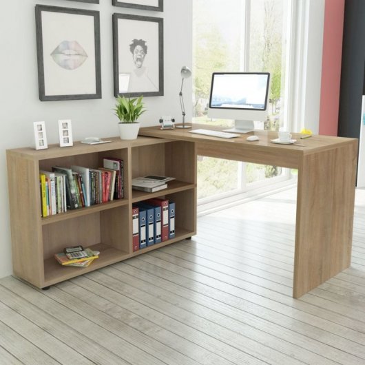 VidaXL Bureau d'angle 4 étagères Chêne