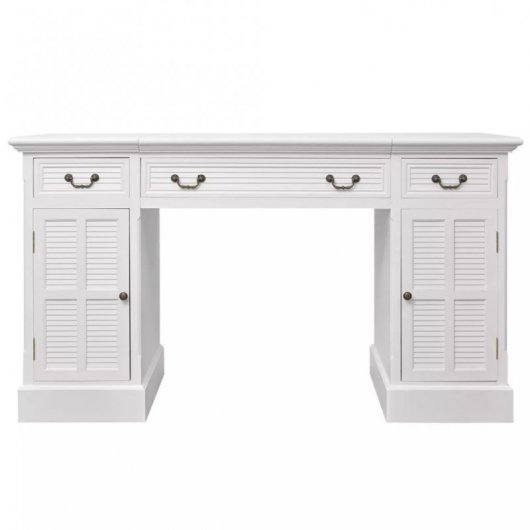 VidaXL Bureau double caisson blanc 140x48x80cm