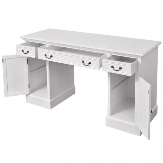 VidaXL Bureau double caisson blanc 140x48x80cm