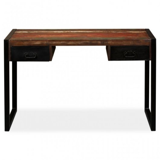 Bureau VidaXL avec 2 tiroirs en bois massif recyclé