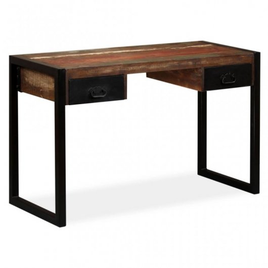 Bureau VidaXL avec 2 tiroirs en bois massif recyclé
