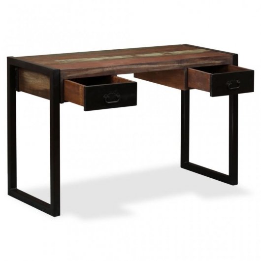 Bureau VidaXL avec 2 tiroirs en bois massif recyclé