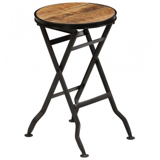 VidaXL Bureau et tabouret pliants en bois de manguier massif 115x50x76cm
