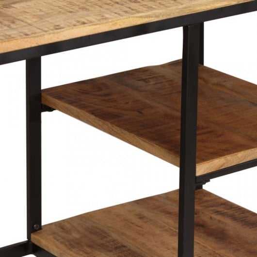 VidaXL Bureau et tabouret pliants en bois de manguier massif 115x50x76cm