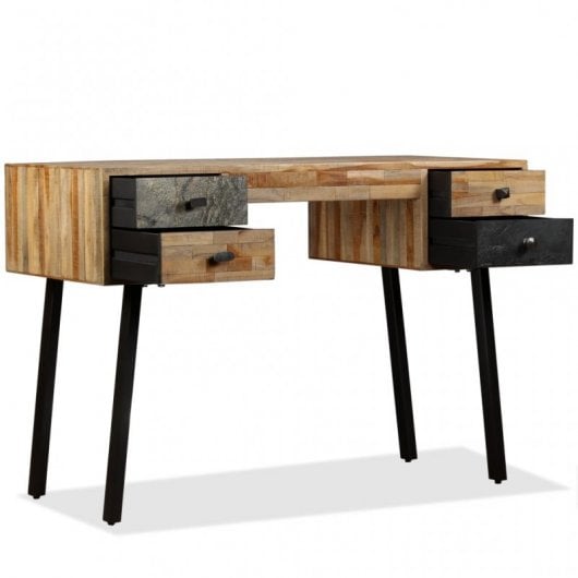 VidaXL Escritorio de Teca Maciza Reciclada 110x50x76cm