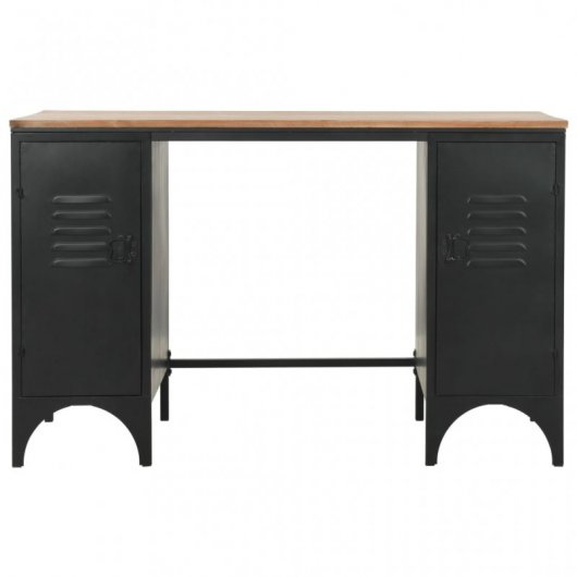 VidaXL Escritorio con Doble Pedestal Madera Abeto y Acero 120x50x76cm