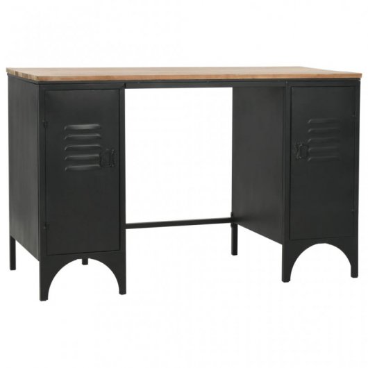VidaXL Escritorio con Doble Pedestal Madera Abeto y Acero 120x50x76cm