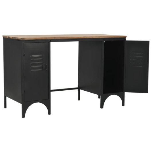 VidaXL Escritorio con Doble Pedestal Madera Abeto y Acero 120x50x76cm