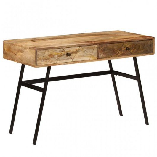 VidaXL Table de bureau avec tiroirs en bois de manguier massif 110x50x76cm