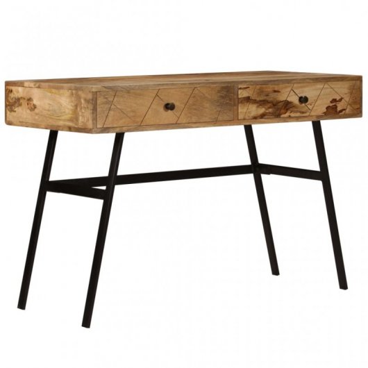 VidaXL Table de bureau avec tiroirs en bois de manguier massif 110x50x76cm
