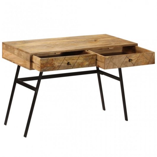 VidaXL Table de bureau avec tiroirs en bois de manguier massif 110x50x76cm
