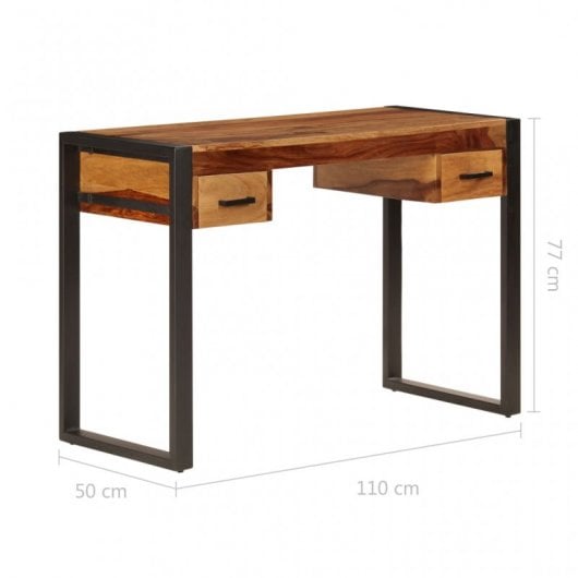 VidaXL Escritorio con 2 Cajones Madera Maciza de Sheesham