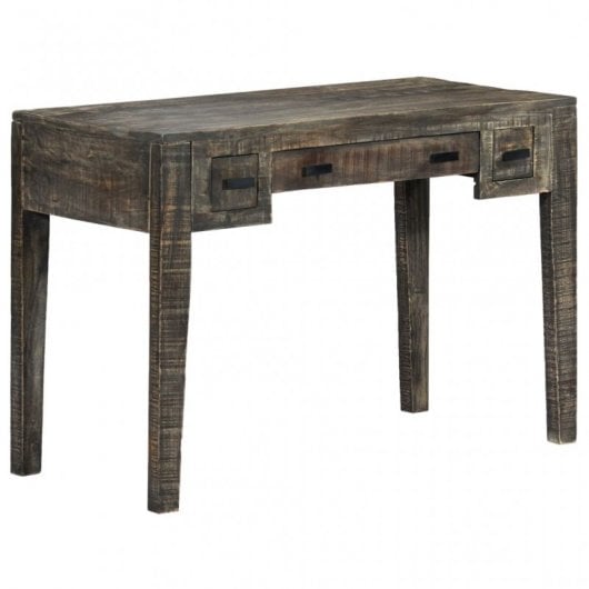 VidaXL Secretária de Madeira Mangueira Maciça Preta 110x50x75cm