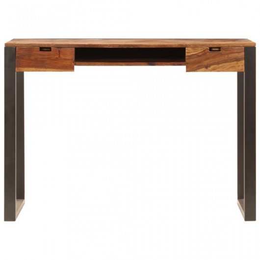 VidaXL Bureau en bois de Sesham massif et acier 110x55x78cm