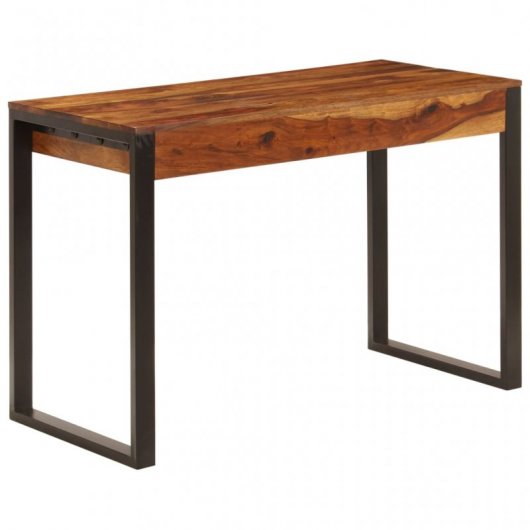 VidaXL Bureau en bois de Sesham massif et acier 110x55x78cm