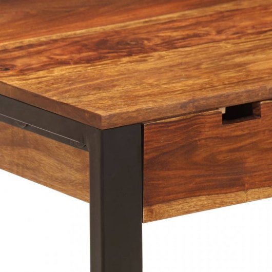 VidaXL Bureau en bois de Sesham massif et acier 110x55x78cm