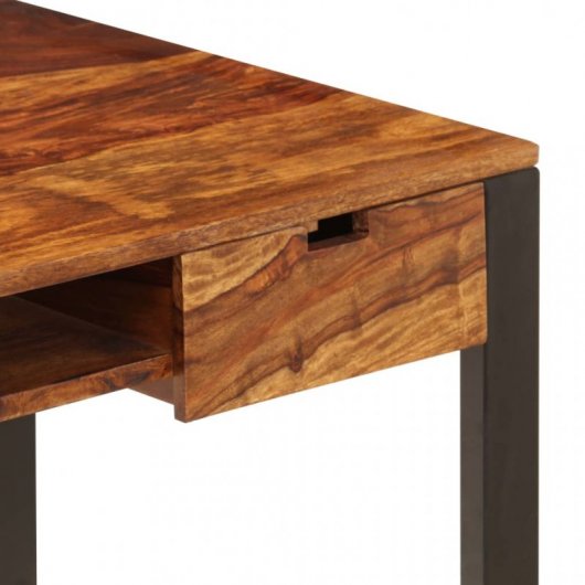 VidaXL Bureau en bois de Sesham massif et acier 110x55x78cm