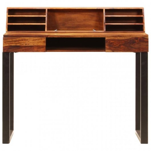VidaXL Bureau en bois de Sesham massif et acier 110x50x94cm