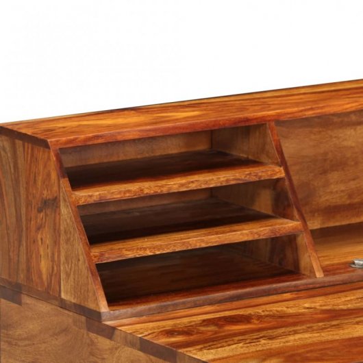 VidaXL Bureau en bois de Sesham massif et acier 110x50x94cm