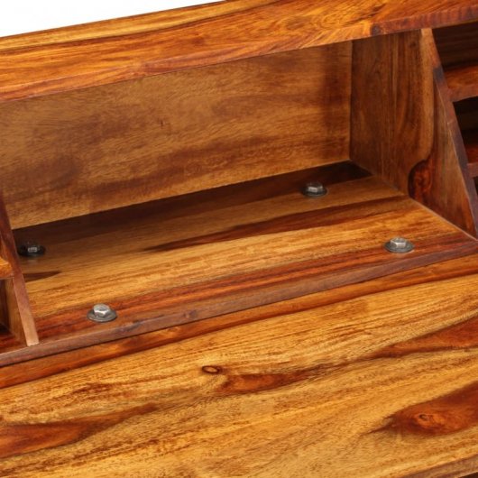 VidaXL Bureau en bois de Sesham massif et acier 110x50x94cm