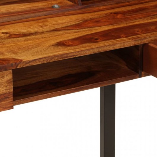 VidaXL Bureau en bois de Sesham massif et acier 110x50x94cm