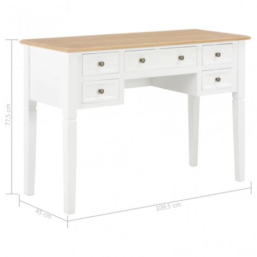 VidaXL Escritorio 109.5x45x77.5cm de Madera Blanca