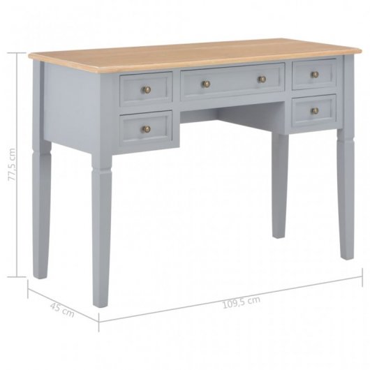 VidaXL Bureau en bois 109,5x45x7,5 cm Gris