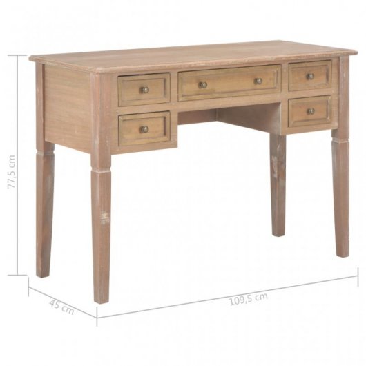 VidaXL Escritorio de Madera 109.5x45x77.5cm Marrón