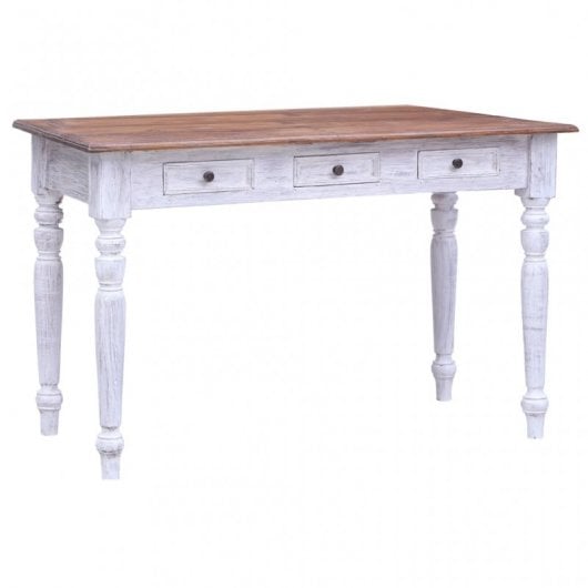 VidaXL Secretária com Gavetas de Madeira Reciclada 117x57x75cm Branca