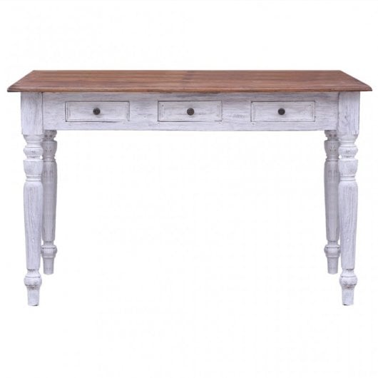 VidaXL Secretária com Gavetas de Madeira Reciclada 117x57x75cm Branca
