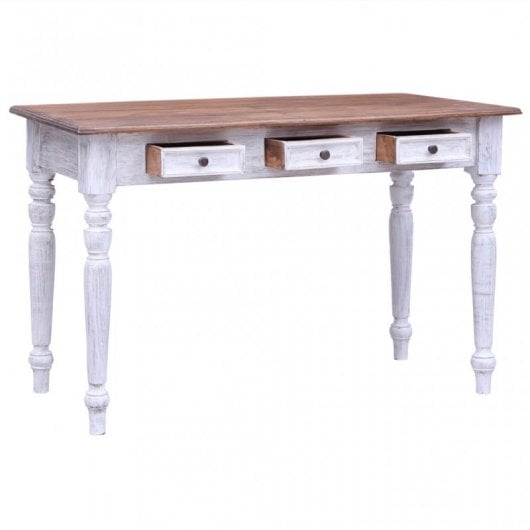VidaXL Secretária com Gavetas de Madeira Reciclada 117x57x75cm Branca