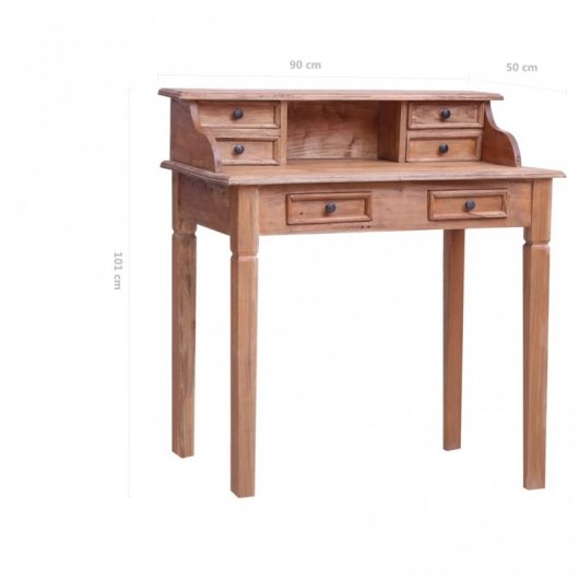 VidaXL Secretária com Gavetas de Madeira Maciça Reciclada 90x50x101cm