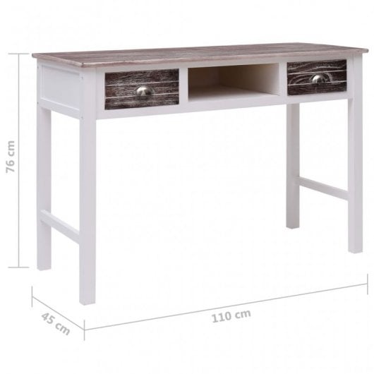 VidaXL Secretária de Madeira 110x45x76cm Castanha