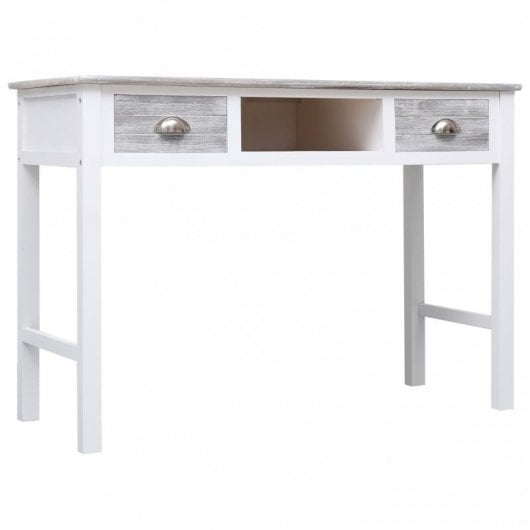 Scrivania in legno VidaXL 110x45x76 cm Grigia