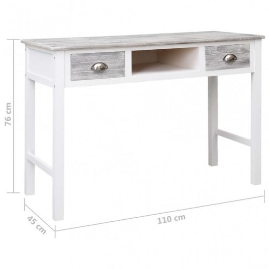 Scrivania in legno VidaXL 110x45x76 cm Grigia