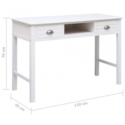 VidaXL Secretária 110x45x76cm Madeira Branca