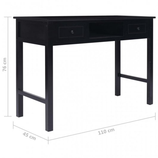 Scrivania in legno VidaXL 110x45x76 cm Nera