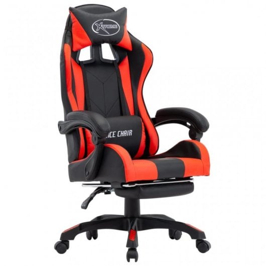 Sedia da gaming VidaXL con poggiapiedi in pelle sintetica rossa/nera