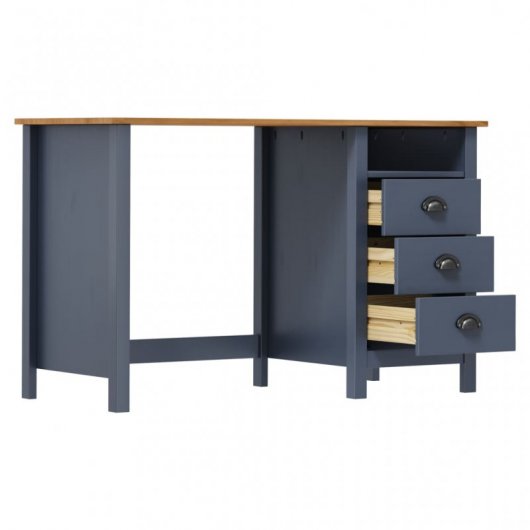 VidaXL Escritorio Hill Range 3 Cajones Madera Pino 120x50x74cm Gris
