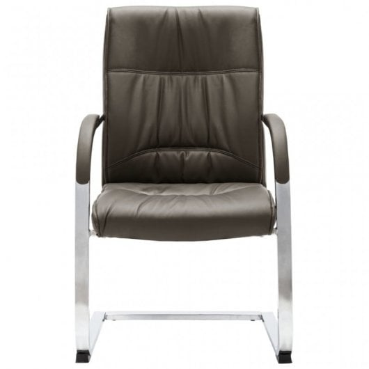 VidaXL Chaise de bureau en porte-à-faux en simili cuir gris