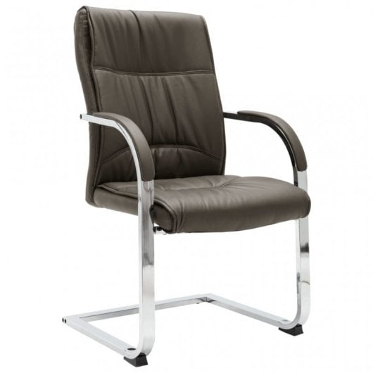 VidaXL Chaise de bureau en porte-à-faux en simili cuir gris