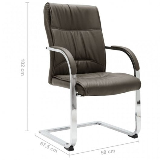 VidaXL Chaise de bureau en porte-à-faux en simili cuir gris