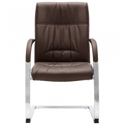 VidaXL Silla de Oficina Voladiza de Cuero Sintético Marrón