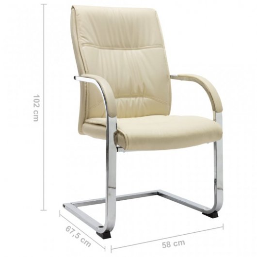 VidaXL Cadeira de Escritório Voladiza de Couro Sintético Creme