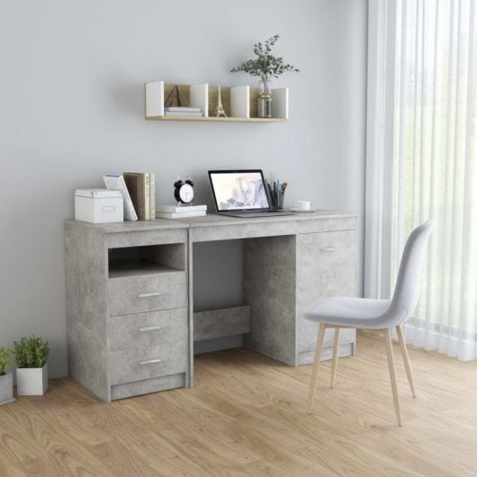 VidaXL Bureau en aggloméré 140x50x76 cm Gris béton