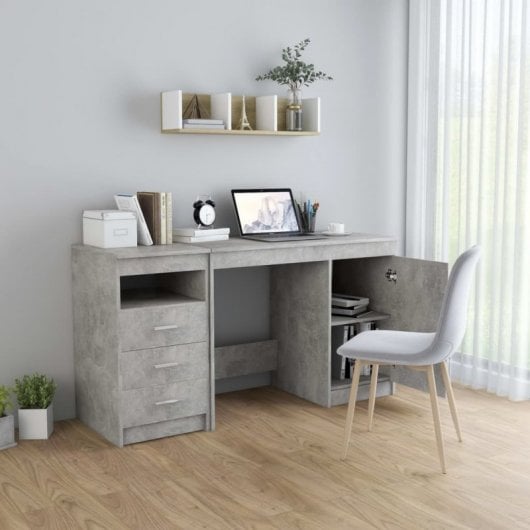 VidaXL Bureau en aggloméré 140x50x76 cm Gris béton