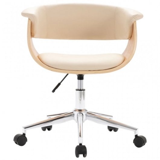 VidaXL Silla de Oficina Giratoria Madera Curvada Cuero Sintético Crema