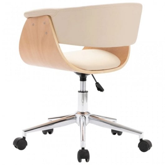 VidaXL Silla de Oficina Giratoria Madera Curvada Cuero Sintético Crema